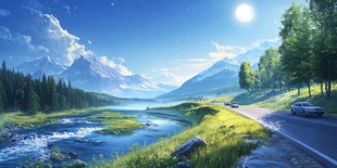 宽屏风景画