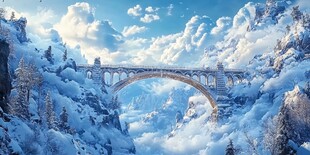 雪山桥梁图