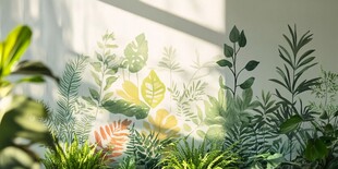 热带植物背景墙