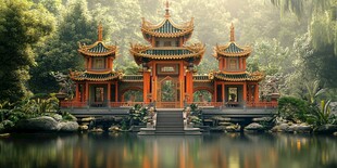 双重檐亭琉璃瓦背景