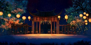 爱晚亭插画