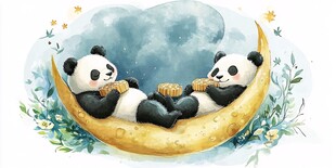 大熊猫美食插画