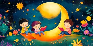 儿童晚安插画