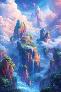 天界晓钟风景插画