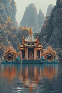 山水楼阁雅致意境风