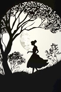 妇女剪影美女剪纸