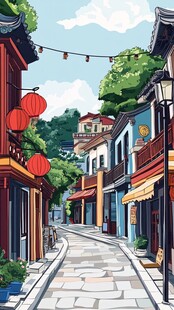 古街插画