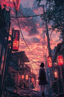 日本动漫风格晚霞