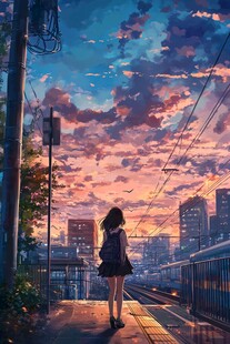 日本动漫风格晚霞