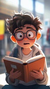 卡通读书场景