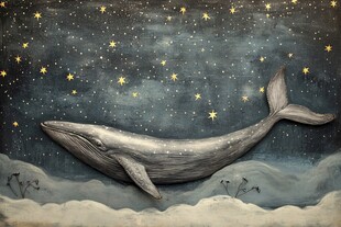 银河星系手绘鲸鱼儿