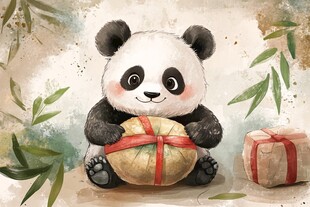 大熊猫美食插画