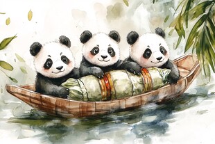 大熊猫美食插画