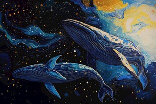 银河星系手绘鲸鱼儿