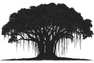 大树黑白素描
