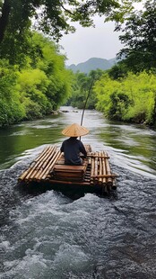 悠闲竹筏