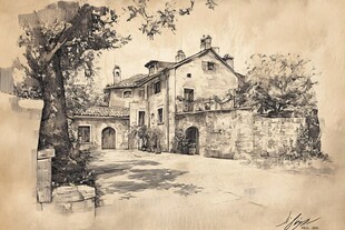 西班牙水彩水墨建筑