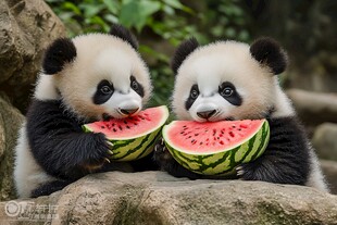 吃西瓜的熊猫
