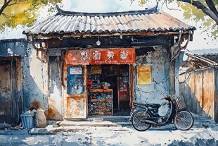 街边小店插画