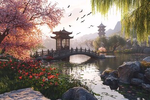 古风场景春暖花开