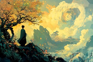 禅境秋夜极品意境插画