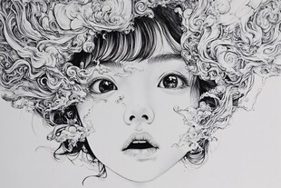 黑白画创意插画