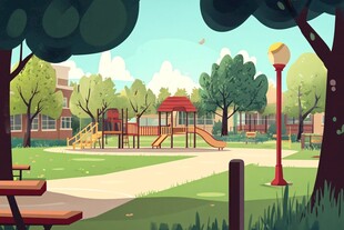 校园场景插画