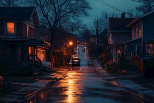 唯美的居民区夜景