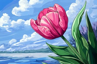 郁金香唯美插画