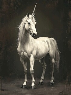 金色独角兽插画