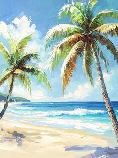 海滩风景画