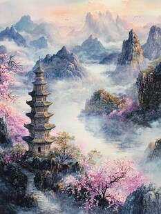 桃花岛塔装饰画艺术