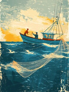 捕捞插画