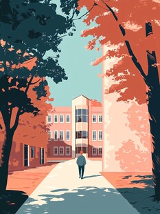大学校园插画