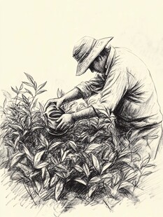 铜版画风格采茶