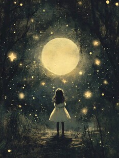 月光插画月光下