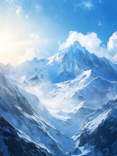 壁画电脑画山脉高山