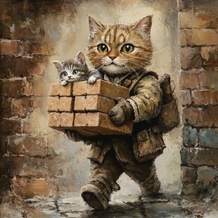 手绘勇敢的猫咪