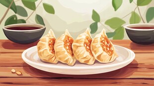 煎饺插画