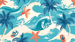 创意大海壁纸印花
