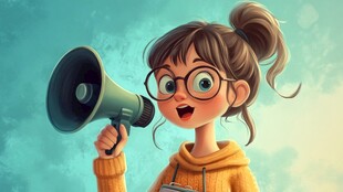 戴眼镜女孩插画