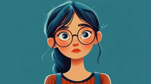 戴眼镜女孩插画