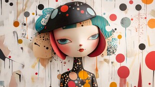 色彩抽象人物手绘挂画