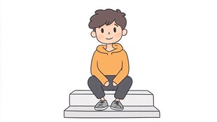 蹲坐人物卡通形象