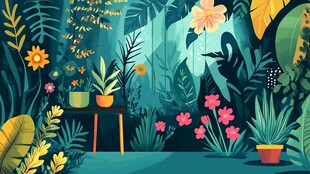 植物背景扁平插画