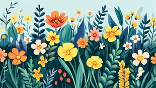 植物背景扁平插画