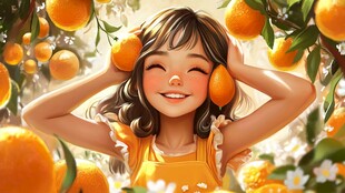 夏橙包装插画