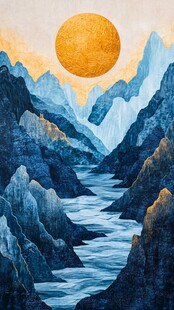 新中禅意山水岩彩画