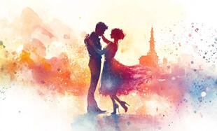 唯美浪漫情侣插画