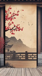 中式梅花阁楼背景